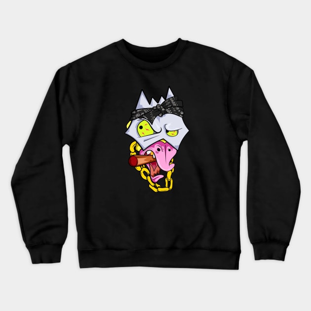 Dope Slluks chicken character is smoking a cigar illustration Crewneck Sweatshirt by slluks_shop